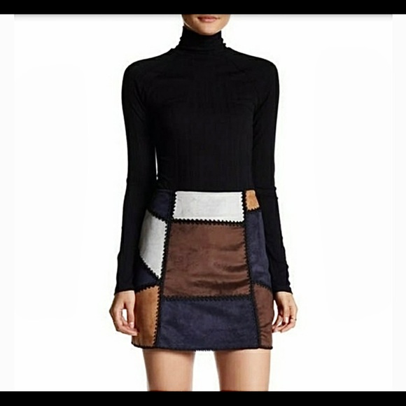 Romeo & Juliet Couture Dresses & Skirts - Romeo+Juliet Couture Patchwork Faux Suede Mini Skirt Size L New with tags.